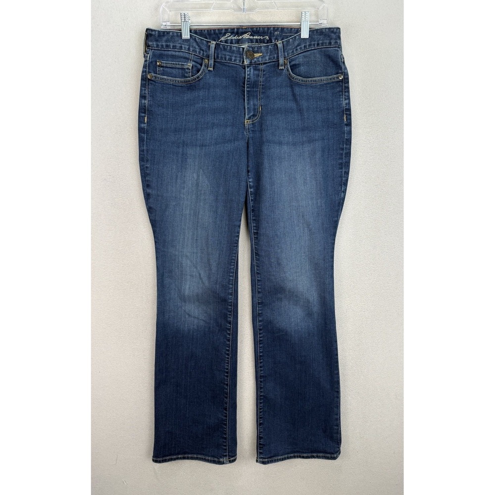 Eddie Bauer Jeans Women's Size 8s Curvy Boot Cut‎ Stretch Mid Rise Blue Denim